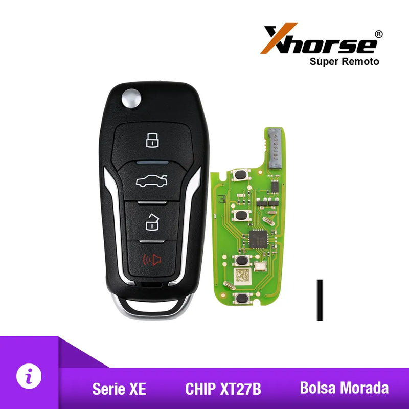 Xhorse XEFO01EN Super Remote Universal Tipo Ford de 4 Botones con XT27B Super Chip